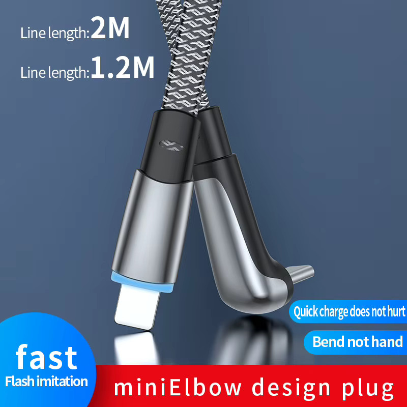 MACDOT USB-C-Ladekabel in Grau mit flachem 90-Grad-Anschluss für Samsung S23 S22 S21, iPhone 16 und MacBook Air - Bild 2
