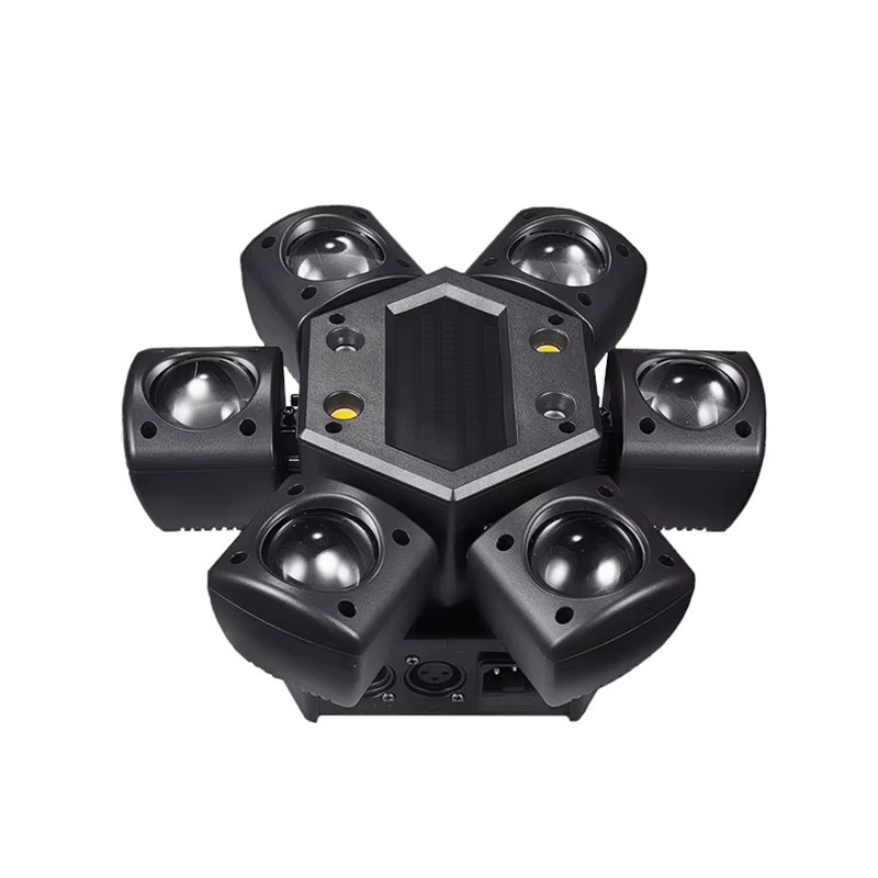 RGBW LED Moving Head mit sechs Armen, DMX-Steuerung, Strobe-Effekt und Fernbedienung, Schwarz - Bild 2