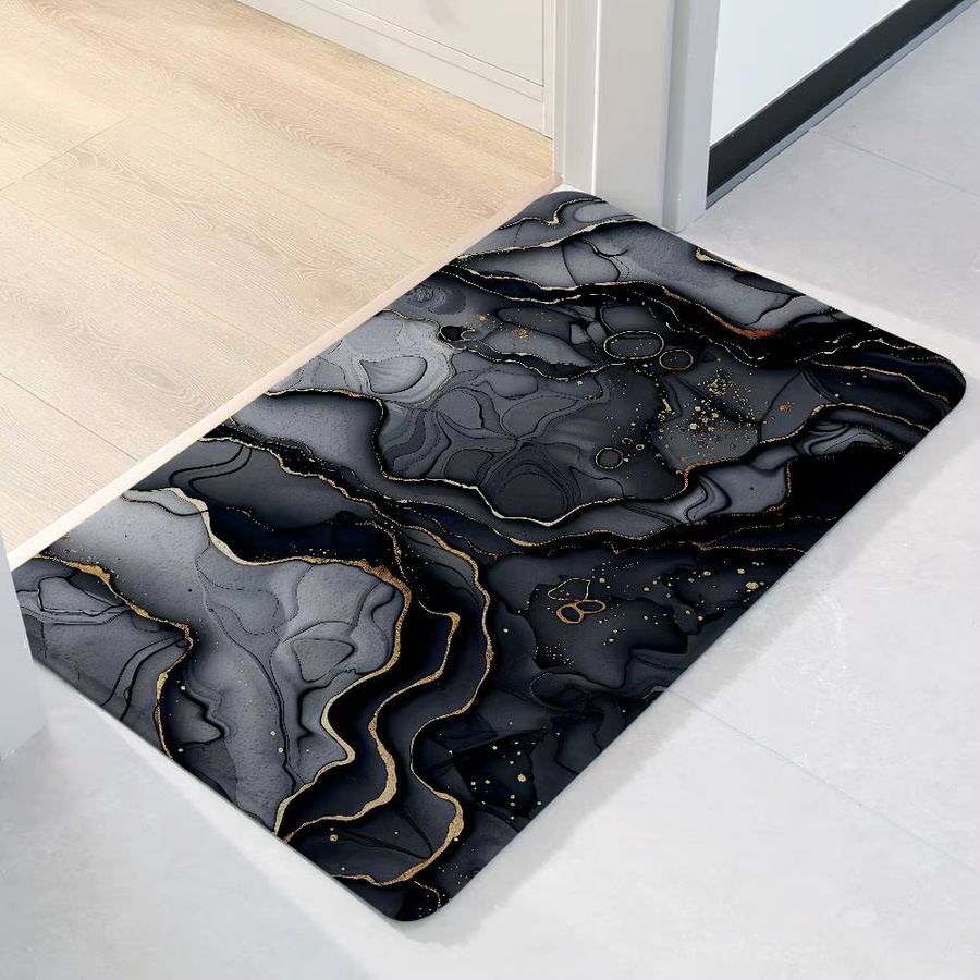 52TOYS Saugfähige Badezimmer Matte in Schwarz Gold Marmor Design, Rechteckig, B: 60 cm, T: 40 cm - Bild 3
