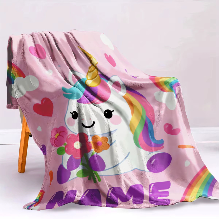 Personalisierbare Flanell-Namensdecke von SRH in Pink, weiche Fleece-Plüschdecke für Winter und gemütliche Stunden auf Sofa oder Bett - Bild 2