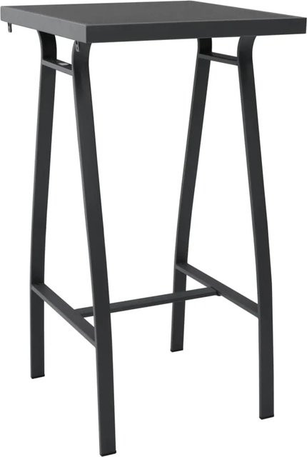 vidaXL Garten-Bartisch aus Stahl und Hartglas in Schwarz und Grau, B/T/H: 60 x 60 x 110 cm - Bild 1