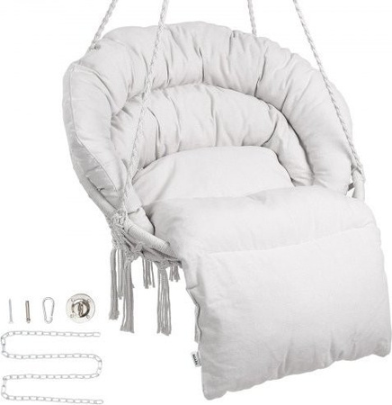 VEVOR Makramee Hängesessel mit Kissen aus Baumwollseil in Beige