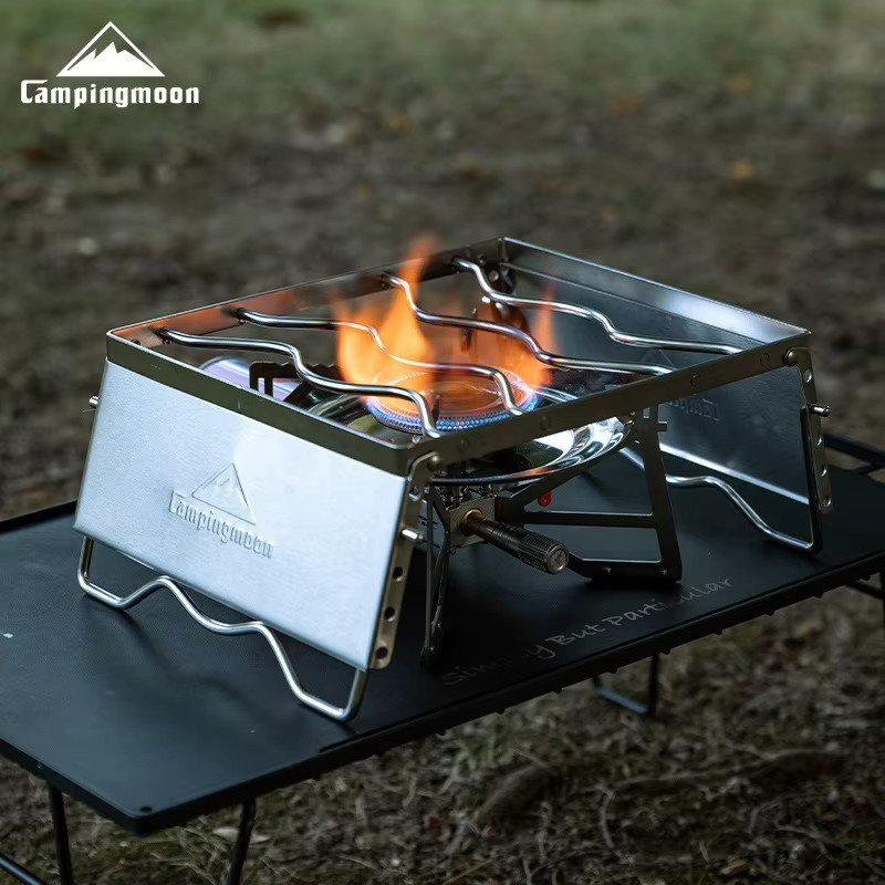 CAMPINGMOON MS-1018S Tragbarer Kocherständer aus Edelstahl in Silber, Windgeschützter Grillplattenhalterung für Camping und Outdoor - Bild 3