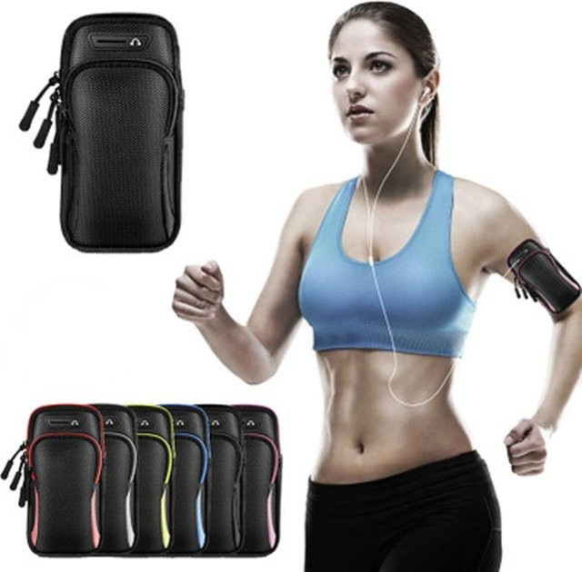 AILEHKUO Wasserdichte Sport-Armbandtasche für iPhone und Samsung bis 6,8 Zoll, Lauf-Handyhalter in Schwarz - Bild 1