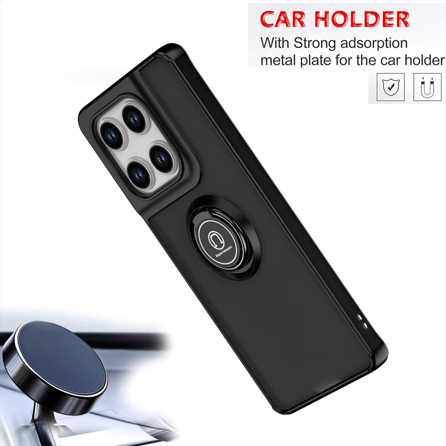 Stoßfeste Silikon-Schutzhülle für Motorola Edge 60 Fusion mit Metallring-Halter und matter Rückseite in Schwarz - Bild 5