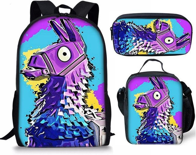 3-teiliges Fortnite Schulset mit Rucksack, Schultasche, Federmäppchen und Brotdose in Multicolour von Discover Intime - Bild 1