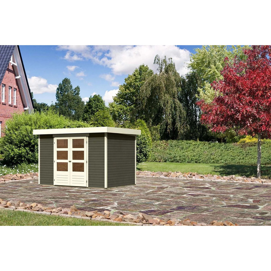 Karibu Holz-Gartenhaus Boras in Terragrau mit Flachdach und modernem Design, B/T/H: 298 x 213 x 211 cm - Bild 2