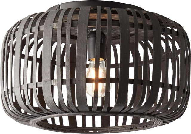 Brilliant Woodrow Deckenleuchte und Wandleuchte aus Holz in Braun und Schwarz, Durchmesser: 40 cm, E27, LED-geeignet - Bild 1