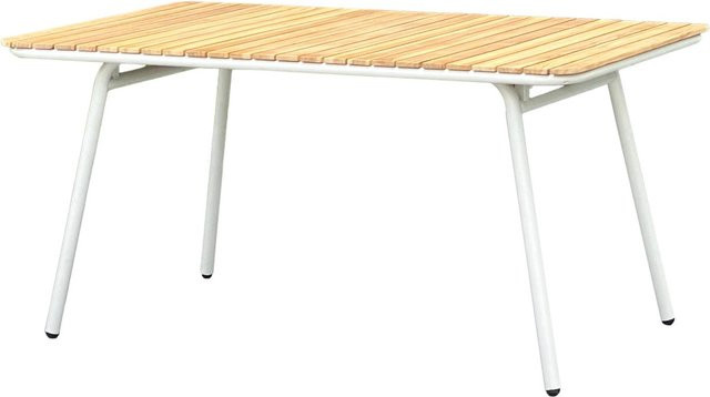 Garden Pleasure Gartentisch aus Teakholz in Braun und Weiß, rechteckig, B/T: 150 x 90 cm - Bild 1