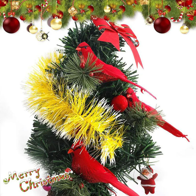 10er Set CosyHome Kunstvögel in Rot mit Kiefernzweigen zur Dekoration für Weihnachten und Hochzeiten - Bild 6