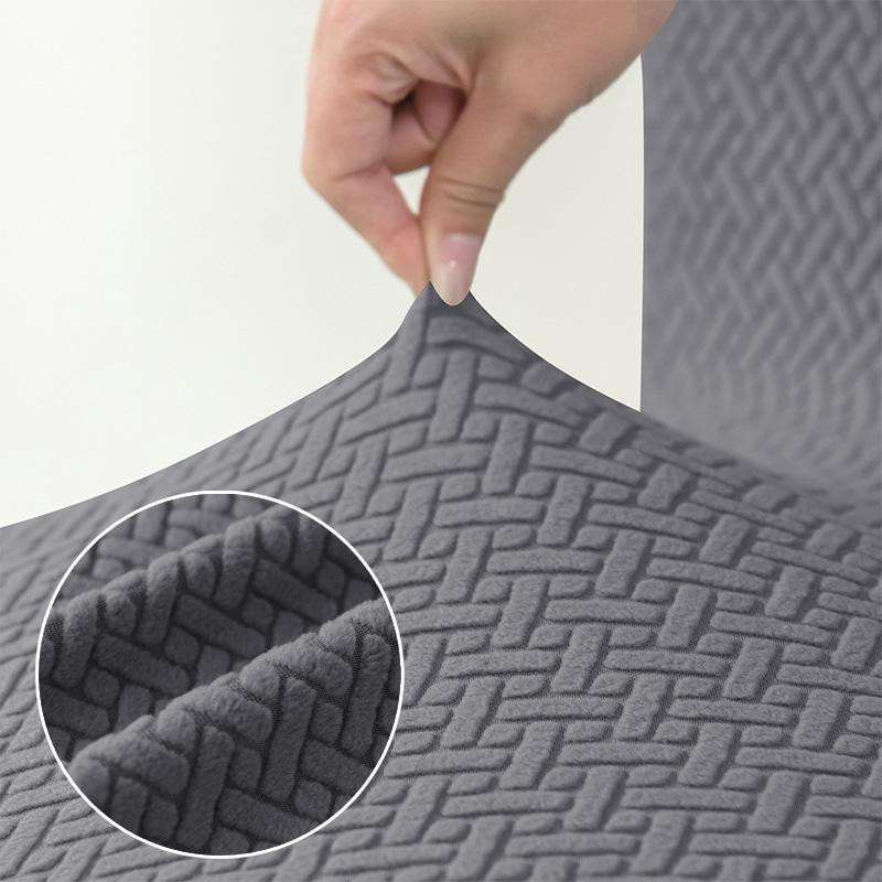 T-förmiger Jacquard-Stretch-Stuhlbezug für Club-Drehstühle und Esszimmerstühle mit kurzer Rückenlehne, Weißer Regen - Bild 1