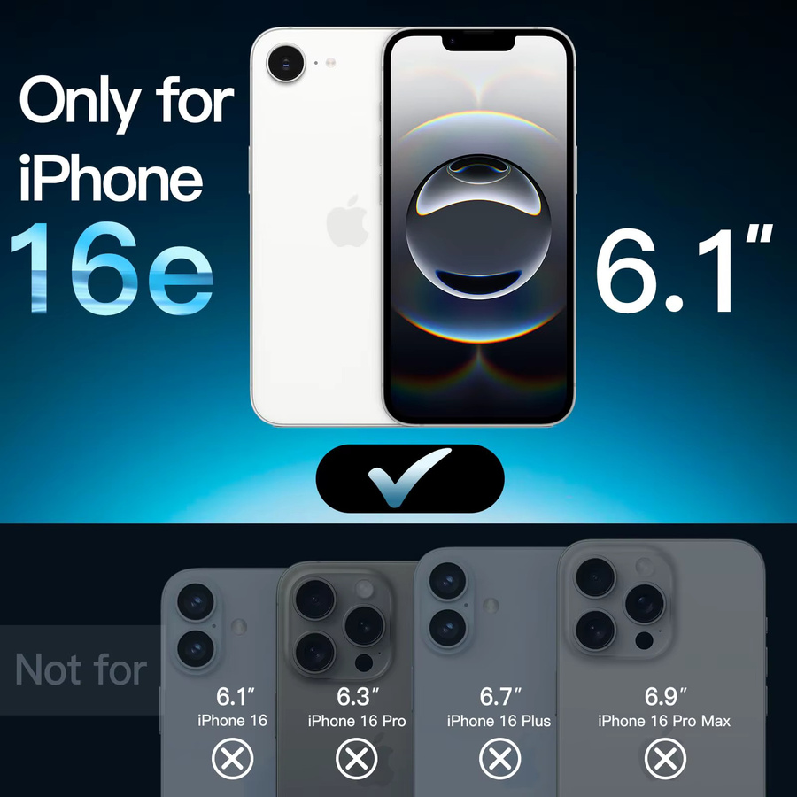 NOAHARK Displayschutzfolie aus gehärtetem Glas für iPhone 16e, Kristallglimmer, 9H, HD, transparent - Bild 3