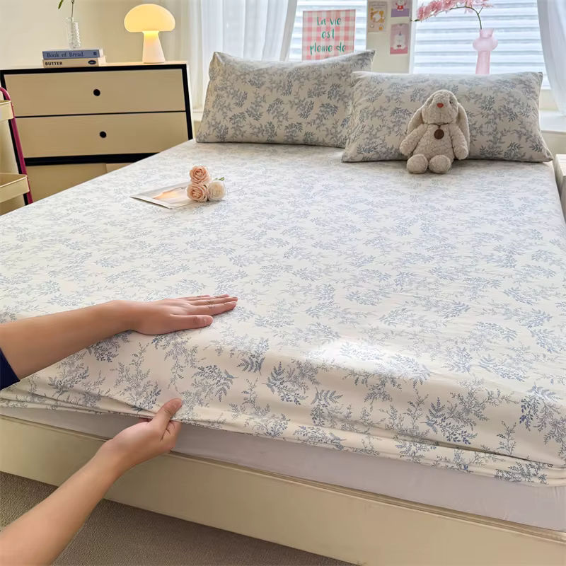 Bonenjoy Spannbettlaken aus gewaschener Baumwolle mit Blumenmuster, B/B: 90 x 200 cm - Bild 2