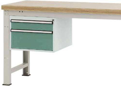 Manuflex Gehäuse-Unterbau PROFI ZB4581.0001 in Grün-Weiß mit 2 Schubfächern für Werkbanktiefe 700 mm und Nutzhöhe 300 mm - Bild 1