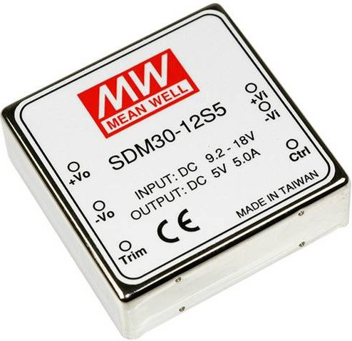 Mean Well MW SDM30-24S12 DC/DC-Wandler 30W mit 1 Ausgang in Weiß - Bild 1