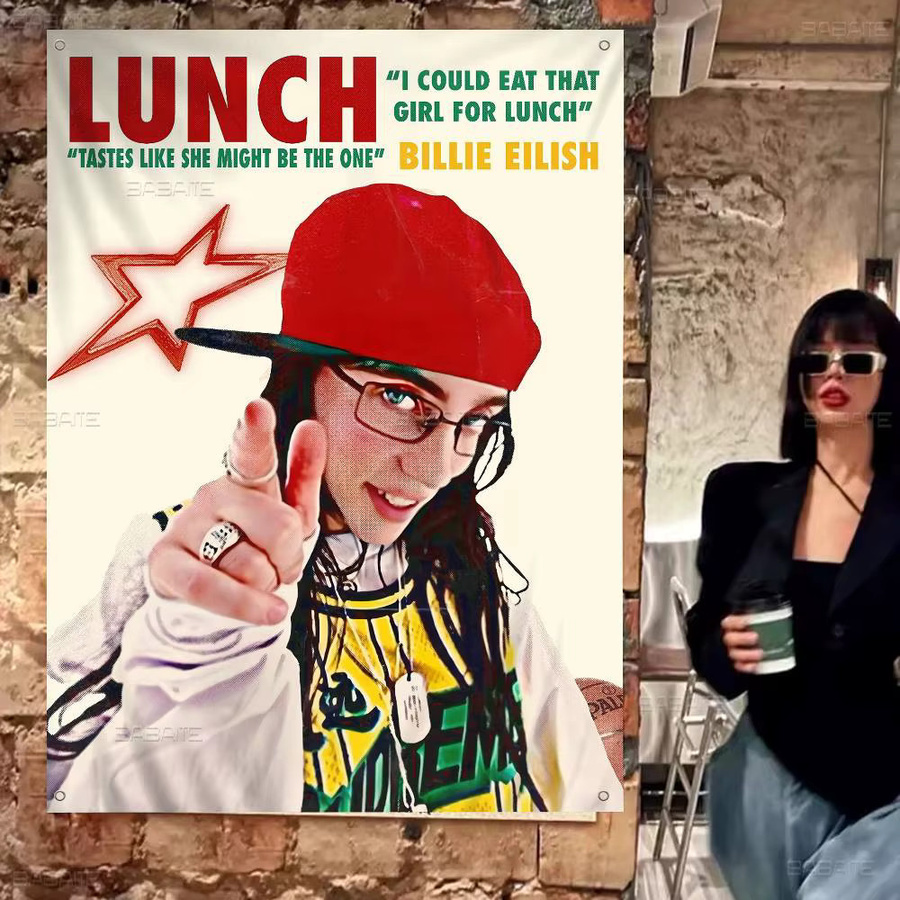 Potdemiel Retro-Flaggen Billie Eilish Banner zur Innendekoration für Wohnzimmer und Studio - Bild 2