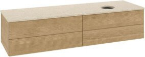 V&B Waschtischunterschrank Antao mit Frontstruktur und Beleuchtung in Botticino und Honey Oak, B/T: 160 x 50 cm - Bild 1