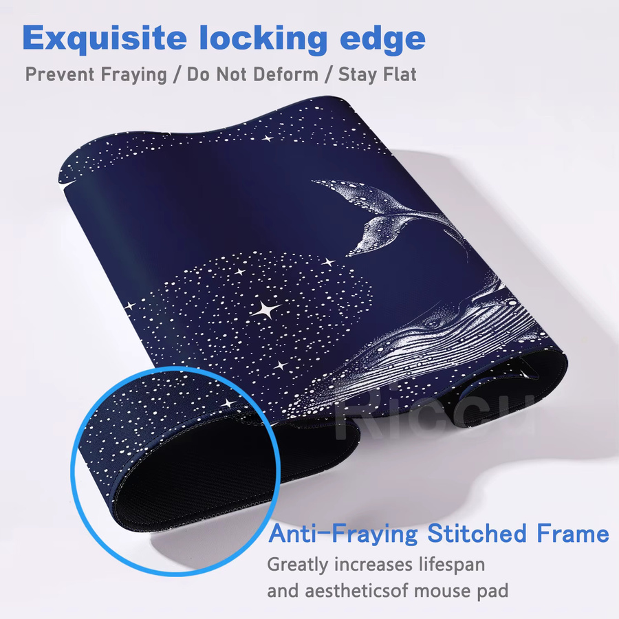 Riccu Whale Galaxy Mauspad XXL mit HD Anime Marine Organism Design für Gaming und Büro - Bild 2