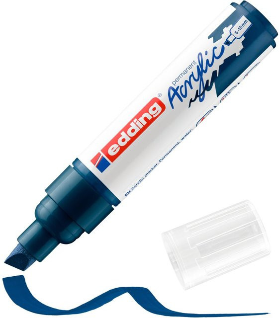 edding 5000 Acrylmarker Breit in Nachtblau mit Chisel-Spitze und pigmentierter Acrylfarbe - Bild 1
