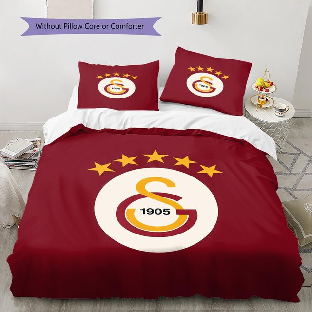 Galatasaray S.K. Bettwäsche-Set mit Muster, Farbe Rot, bestehend aus 1 Bettbezug und 2 Kissenbezügen, B/H: 200 x 200 cm - Bild 1