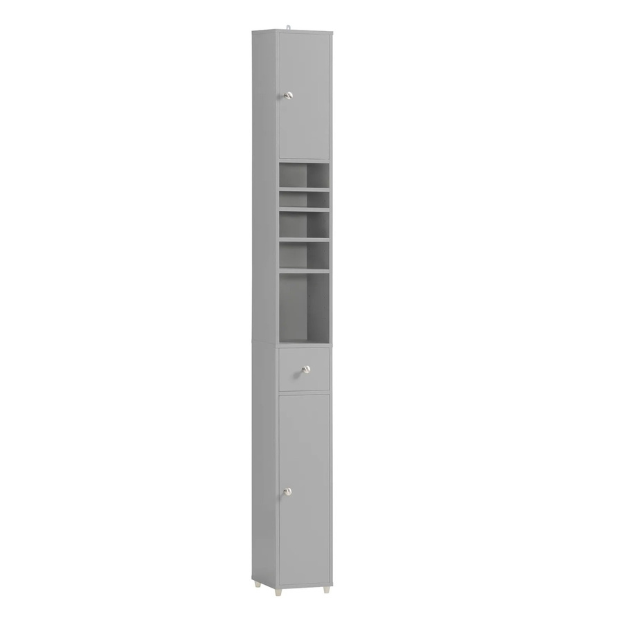 SoBuy BZR34 Hochschrank für das Badezimmer mit 5 Fächern und 1 Schublade, Hellgrau, B/T/H: 20 x 20 x 180 cm - Bild 2