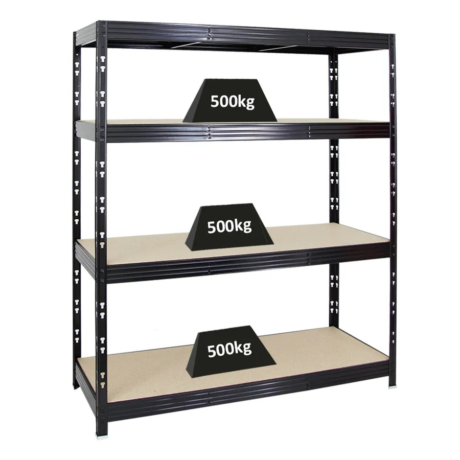 PROREGAL Profi Schwerlastregal Rhino Schwarz mit 4 verstellbaren Spanplatten-Ebenen, H x B x T: 180 x 160 x 60 cm - Bild 2