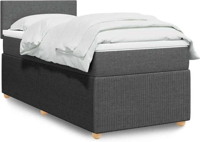 vidaXL Boxspringbett mit Matratze Dunkelgrau B/T/H: 90 x 190 x 100,5 cm mit USB-Anschluss und Unterbettbeleuchtung - Bild 1