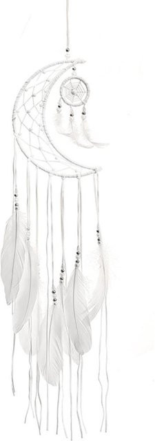 Handgewebter Traumfänger Wandbehang von CosyHome in Weiß mit Mond-Design als Windspiel und Gartendekoration - Bild 1
