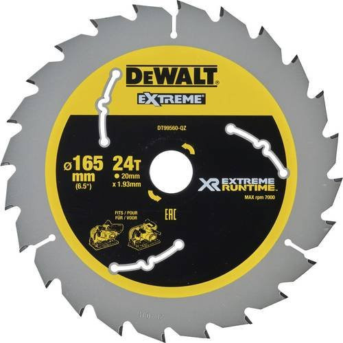 DEWALT Kreissägeblatt DT99560-QZ für Tauchsägen, Durchmesser: 165 mm, Bohrung: 20 mm, 24 Zähne, Carbide Tipped, Silber - Bild 1