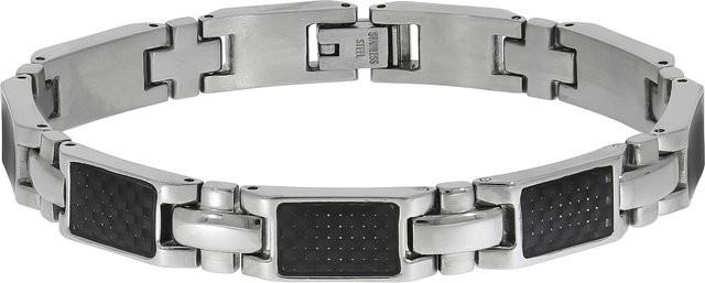 Zeeme Armband Edelstahl, Silber, Carbon-Einlagen, 20,5 cm, Unisex - Bild 1