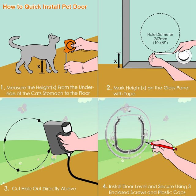 YOUTHINK 4-Wege-verriegelbare Katzentür für kleine Katzen, Hunde und Welpen in Weiß und Transparent - Bild 1