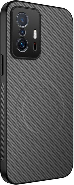 Stoßfeste magnetische Handyhülle mit Kohlefaser-Textur und kabellosem Laden für Xiaomi 11T Pro 5G in Schwarz, Blau, Grau oder Lila - Bild 1