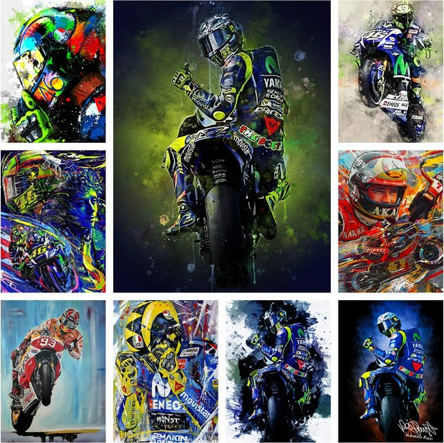 Potdemiel Aquarell Motorrad Mosaik DIY Diamant Malerei 5D Racer Wandkunst Multicolor - Bild 1