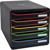 Exacompta Schubladenbox BIG-BOX plus Black Office Schwarz mit 5 offenen Schubladen für A4/A4+ und Sicherheitsstopp - Bild 1