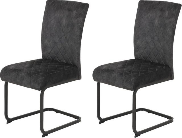 Hela Schwingstuhl Rachel I 2er-Set Anthrazit Microfaser B/H/T: 46 x 96 x 60 cm - Bild 1