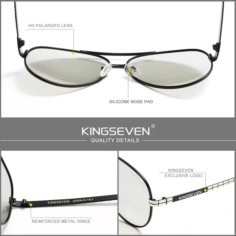 KINGSEVEN Sonnenbrille Aviator, Vollrand, Metall, Schwarz, Herren - Bild 4