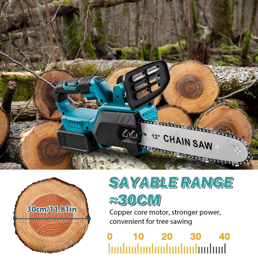 Makita 12 Zoll Kabellose Bürstenlose Kettensäge für 21V Akku, 1500W Elektrische Kettensäge mit 10m/s Kettengeschwindigkeit, Tragbares Holzschneidewerkzeug - Bild 2