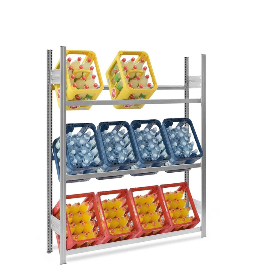 PROREGAL Getränkekistenregal Stecksystem T-Profil aus verzinktem Stahl, H x B x T: 175 x 150 x 30 cm, 3 Ebenen, Fachlast 150 kg - Bild 2