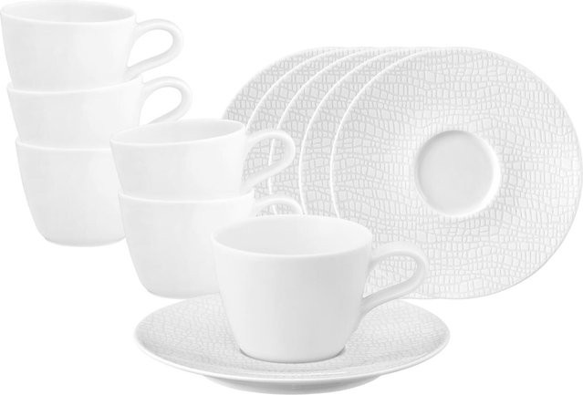 Seltmann Weiden Espressotassen mit Untertassen Life Fashion aus Porzellan, Weiß, 6er Set, 90 ml pro Tasse - Bild 1