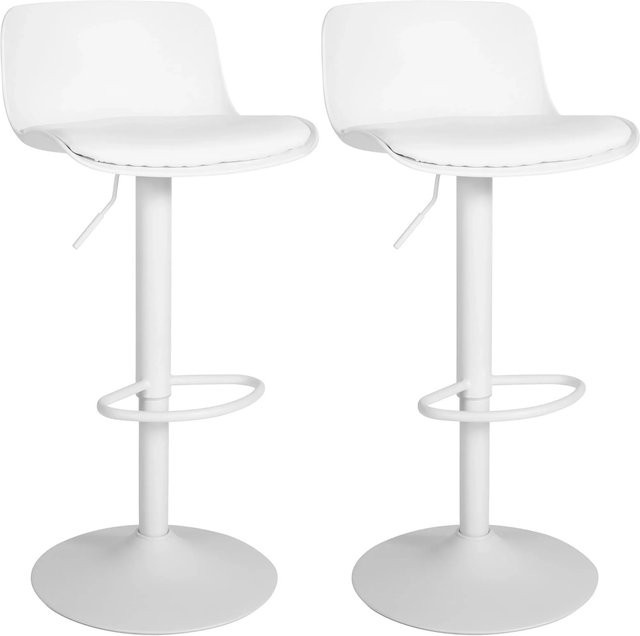 DELUKE 2er Set Barhocker CABEL in Weiß, höhenverstellbare Barstühle aus Kunstleder mit Lehne und 360 Grad Drehsitz, B/T/H: 43,5 x 46 x 75 cm - Bild 1