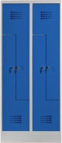 STIER Z-Garderobenspind Premium mit Sockel, 4 Abteile, Zylinderschloss und Kleiderstange, lichtgrau/enzianblau - Bild 1