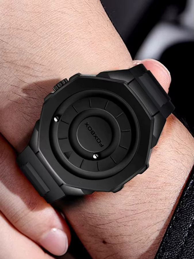 FOXBOX Armbanduhr Edelstahl, Quarz, Schwarz, Herren - Bild 6