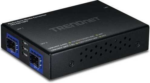 TrendNet TFC-G21SFP Medien Konverter 1000BASE-T zu Dual SFP in Schwarz mit Redundant Mode - Bild 1
