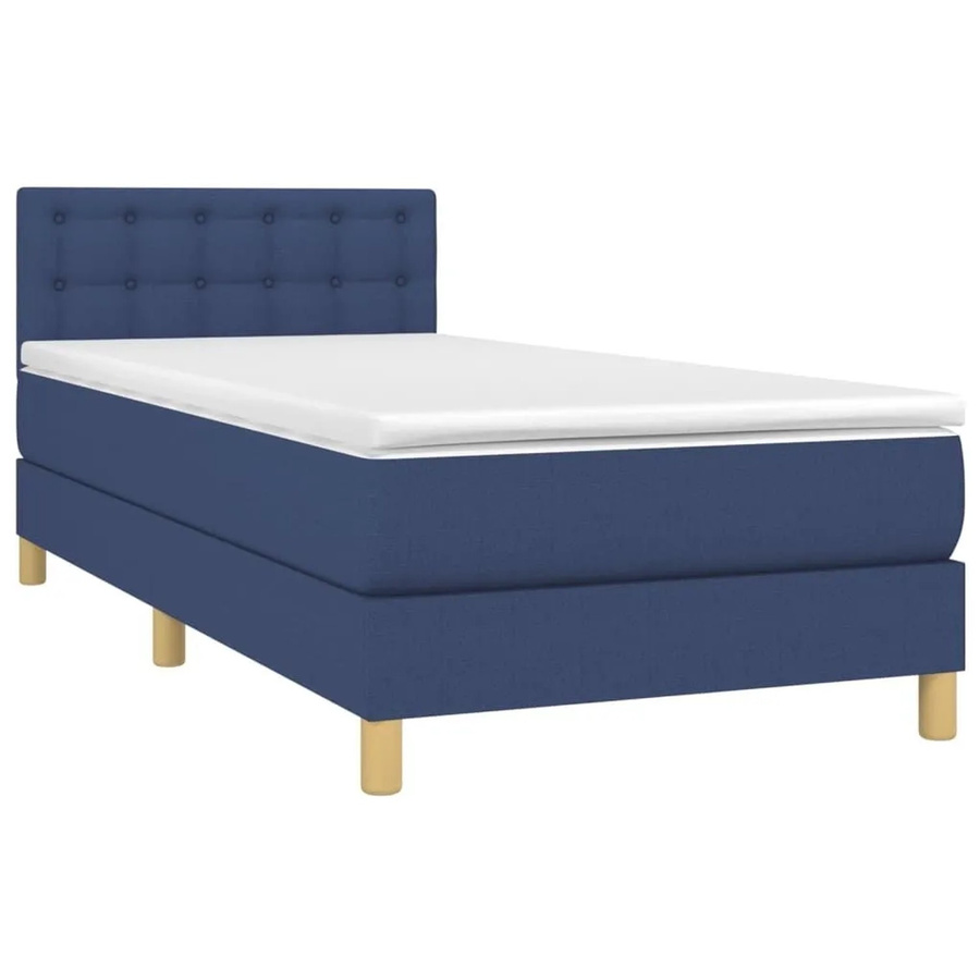 vidaXL Boxspringbett mit Matratze in Blau, Hybrid-Bett mit LED-Unterbettbeleuchtung und USB-Ladeanschluss, B/T: 100 x 200 cm - Bild 2