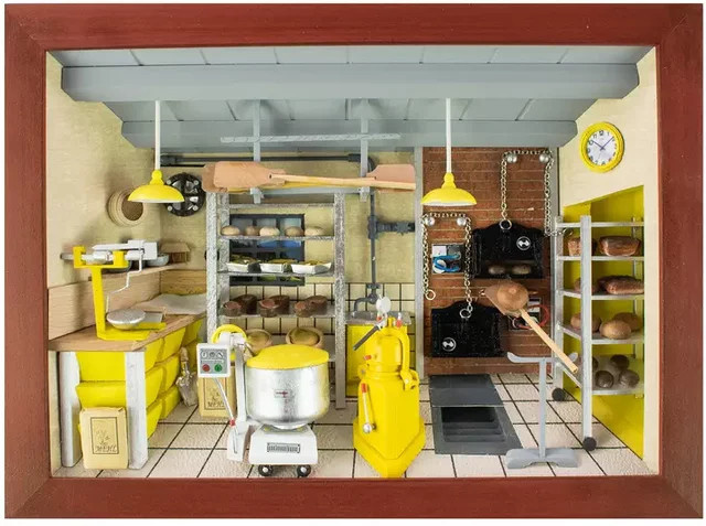 3D-Wandbild Bäckerei aus Holz in Braun, Schwarz und Multicolour, rechteckig - Bild 1