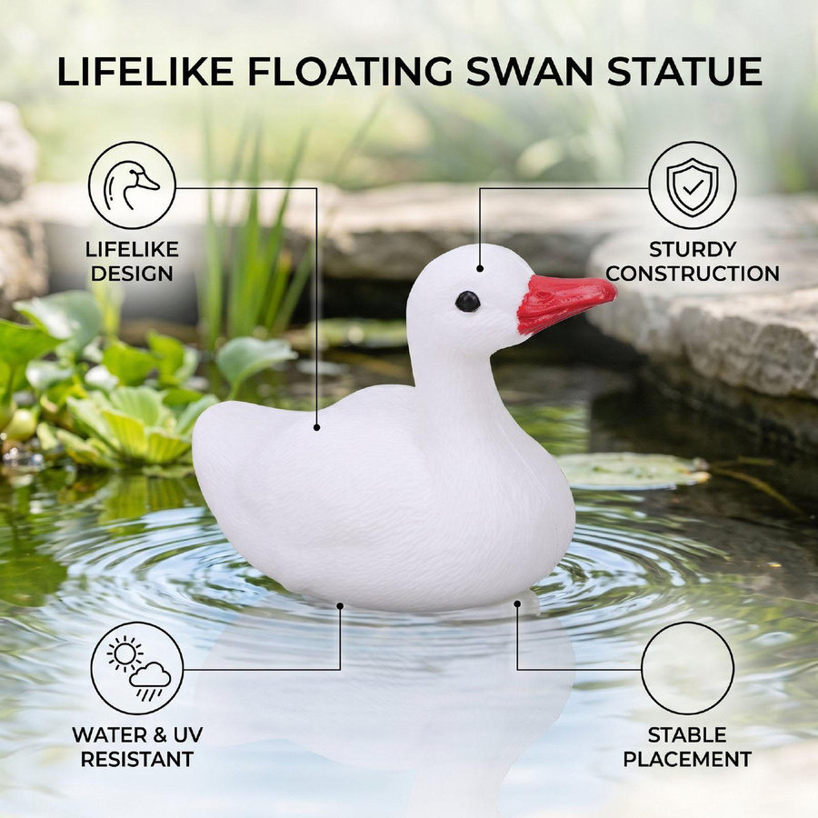Fishine Schwimmende Schwanenstatue in Weiß aus Kunststoff für die Gartenteich-Dekoration - Bild 2