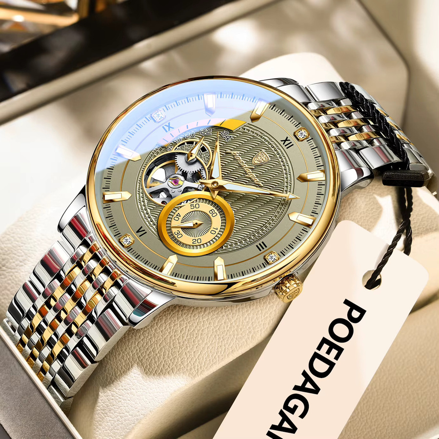 POEDAGAR Armbanduhr, Automatik, Edelstahl, Silber, Herren - Bild 2