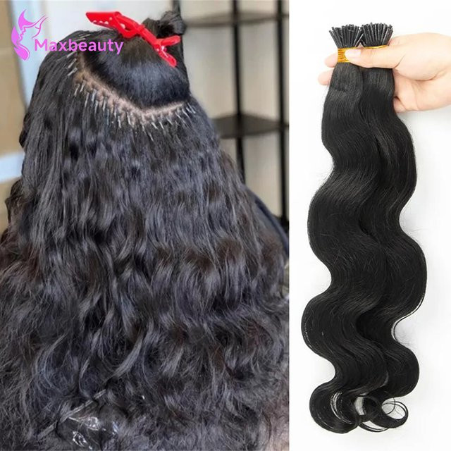 mayfive Body Wave Microlinks I-Tip Haarverlängerungen, 50g, Naturschwarz, Damen - Bild 1
