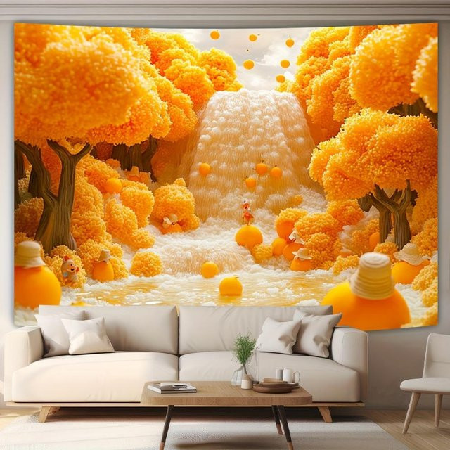 JMG Household Supplies Wandbehang Orange Waldwasserfall Digitaldruck aus Polyester, Breite: 70 cm, Höhe: 100 cm - Bild 1