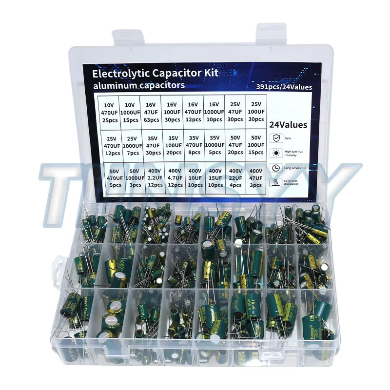 TIINSYY 391-teiliges Elektrolytkondensator-Set Hochfrequenz-Sortiment in Multicolor mit Spannungen von 10V bis 400V und Kapazitäten von 10uF bis 1000uF - Bild 2